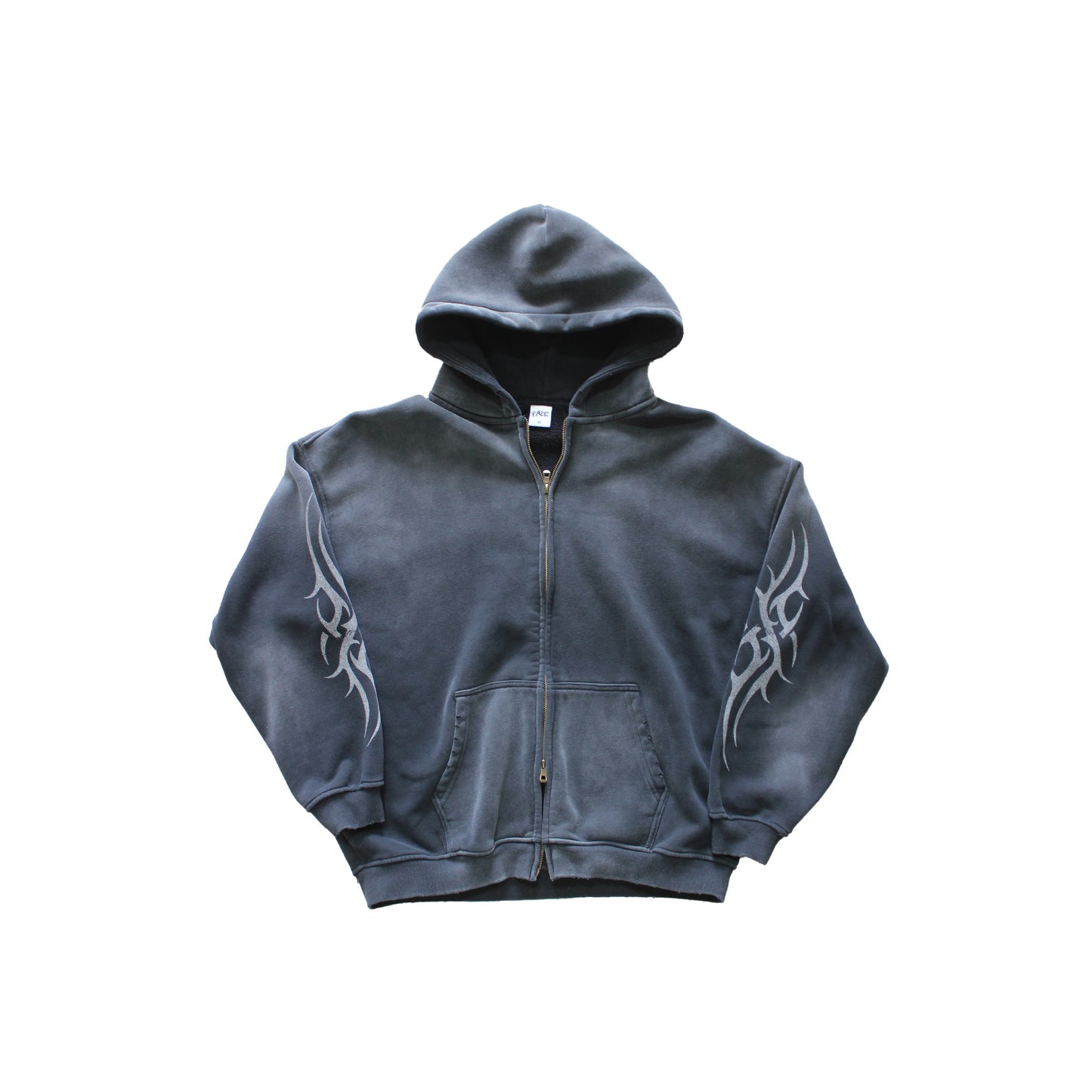 BLACK WASHED DOUBLE ZIP-UP