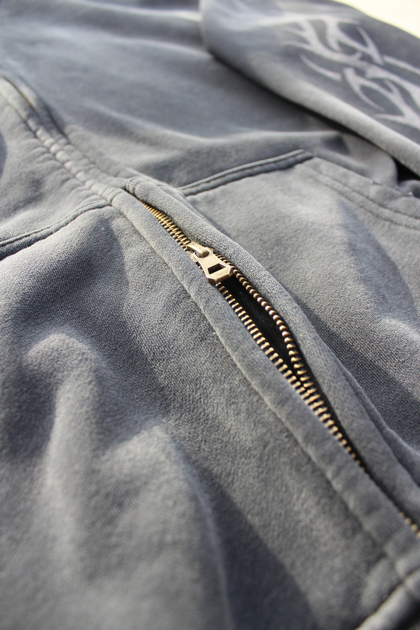 BLACK WASHED DOUBLE ZIP-UP
