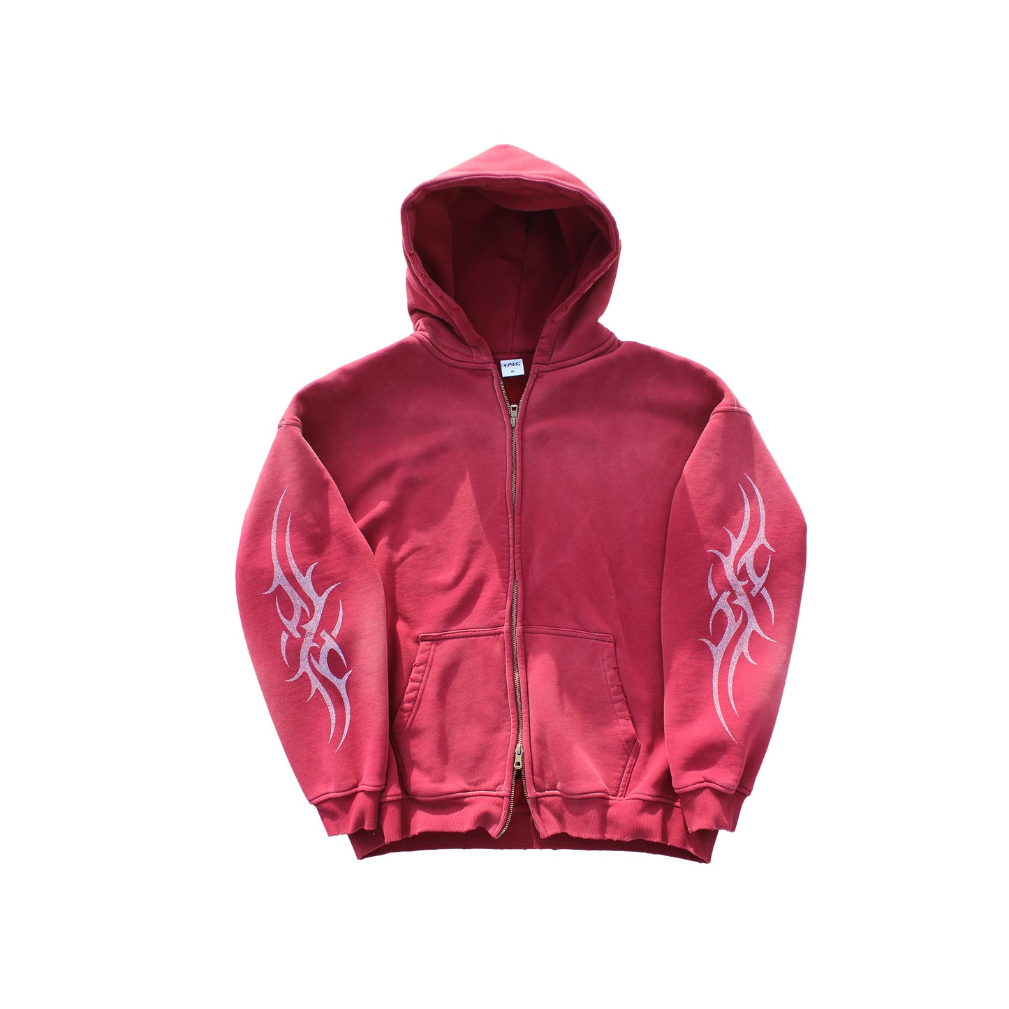 RED WASHED DOUBLE ZIP-UP